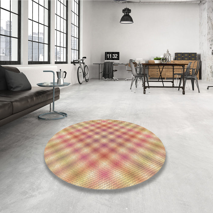 Round Patterned Orange Rug in a Office, pat2725brn
