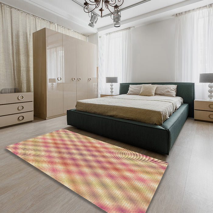 Patterned Orange Rug in a Bedroom, pat2725brn