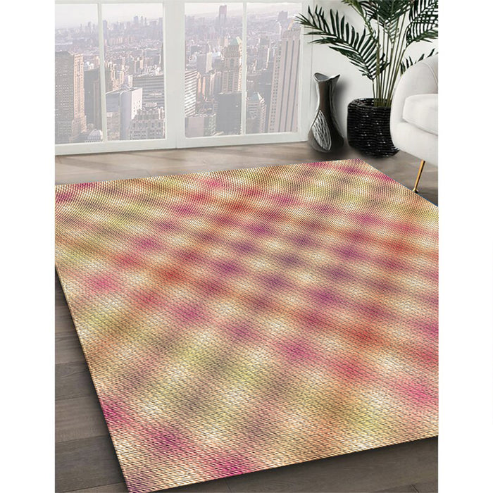 Patterned Orange Rug in Family Room, pat2725brn