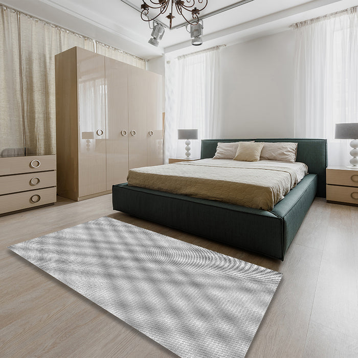 Patterned Platinum Silver Gray Rug in a Bedroom, pat2725gry