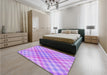 Patterned Bright Lilac Purple Rug in a Bedroom, pat2725pur