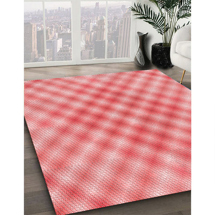Patterned Light Salmon Pink Rug in Family Room, pat2725rd