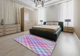Patterned Purple Modern Rug in a Bedroom, pat2725