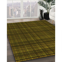 Patterned Dark Yellow Green Rug, pat2726yw