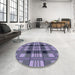 Round Patterned Blue Rug in a Office, pat2727blu