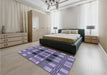 Patterned Blue Rug in a Bedroom, pat2727blu