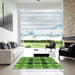 Machine Washable Transitional Emerald Green Rug in a Kitchen, wshpat2727grn