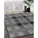 Machine Washable Transitional Dark Gray Black Rug in a Family Room, wshpat2727gry