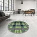 Round Patterned Pastel Green Rug in a Office, pat2727lblu