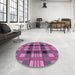 Round Patterned Violet Purple Rug in a Office, pat2727pur