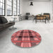 Round Patterned Light Coral Pink Rug in a Office, pat2727rd