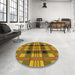 Round Patterned Red Brown Rug in a Office, pat2727yw