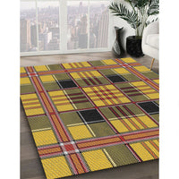 Patterned Golden Brown Yellow Novelty Rug, pat2727