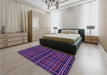 Patterned Dark Orchid Purple Rug in a Bedroom, pat2728pur