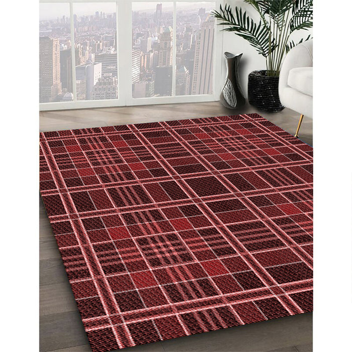 Machine Washable Transitional Red Rug in a Family Room, wshpat2728rd