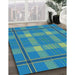 Patterned Turquoise Green Rug in Family Room, pat2729lblu