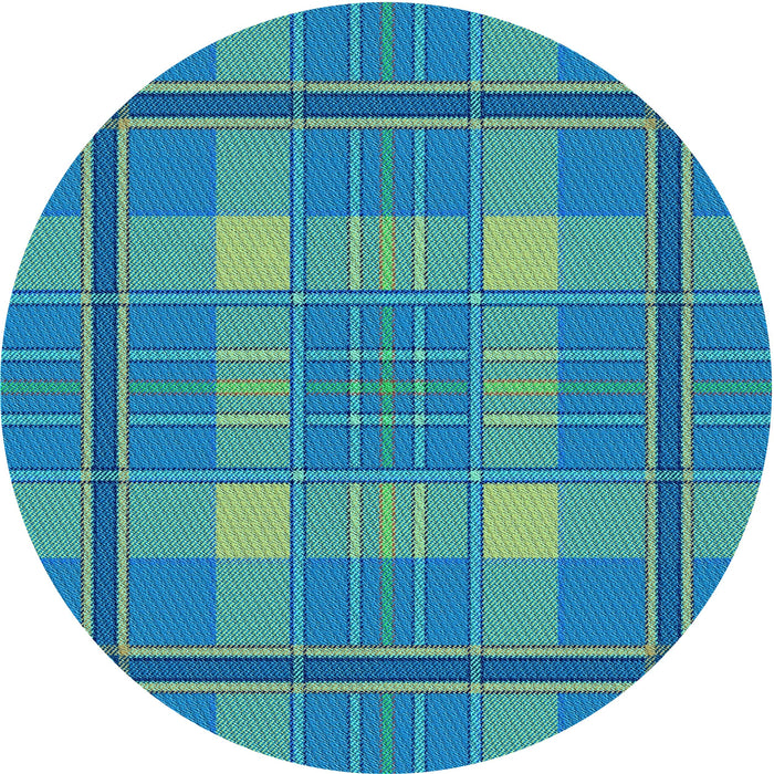 Square Patterned Turquoise Green Rug, pat2729lblu