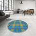 Round Patterned Blue Novelty Rug in a Office, pat2729