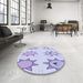 Round Patterned Lavender Blue Rug in a Office, pat273blu