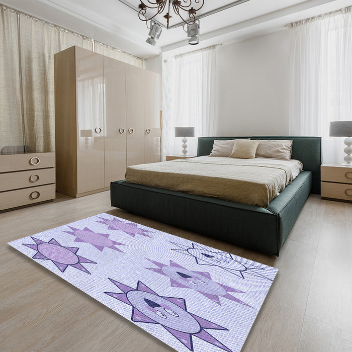 Patterned Lavender Blue Rug in a Bedroom, pat273blu