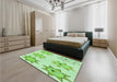 Patterned Light Green Rug in a Bedroom, pat273grn