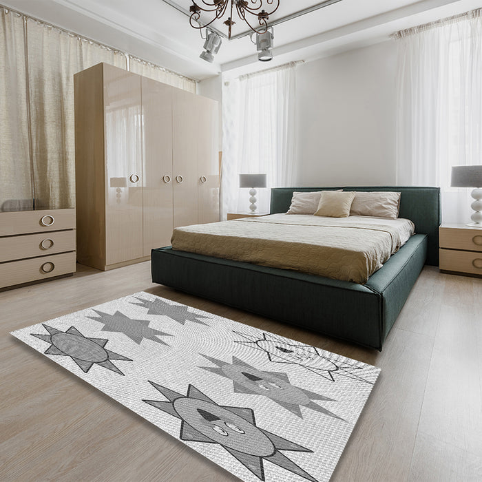 Patterned Platinum Gray Rug in a Bedroom, pat273gry