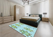 Patterned Light Aquamarine Green Rug in a Bedroom, pat273lblu