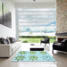 Square Patterned Light Aquamarine Green Rug in a Living Room, pat273lblu
