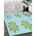 Patterned Light Aquamarine Green Rug in Family Room, pat273lblu
