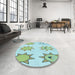 Round Patterned Light Aquamarine Green Rug in a Office, pat273lblu