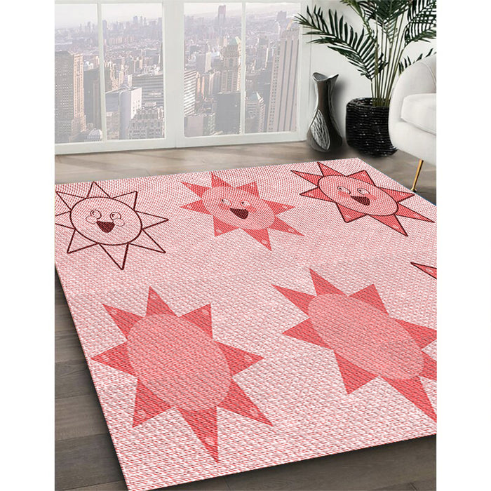 Patterned Light Red Pink Rug in Family Room, pat273rd