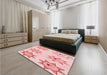 Patterned Light Red Pink Rug in a Bedroom, pat273rd