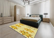 Patterned Yellow Rug in a Bedroom, pat273yw