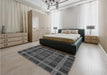 Patterned Gray Brown Rug in a Bedroom, pat2730gry