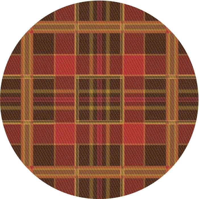 Square Patterned Saffron Red Rug, pat2730org