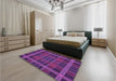Patterned Dark Orchid Purple Rug in a Bedroom, pat2730pur