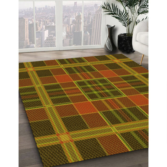 Patterned Red Brown Rug in Family Room, pat2730yw