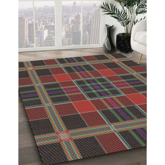 Patterned Red Novelty Rug in Family Room, pat2730