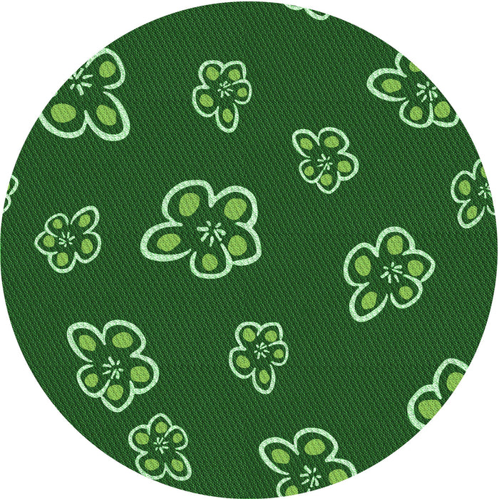 Square Patterned Deep Emerald Green Rug, pat2731grn