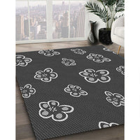 Patterned Charcoal Black Rug, pat2731gry