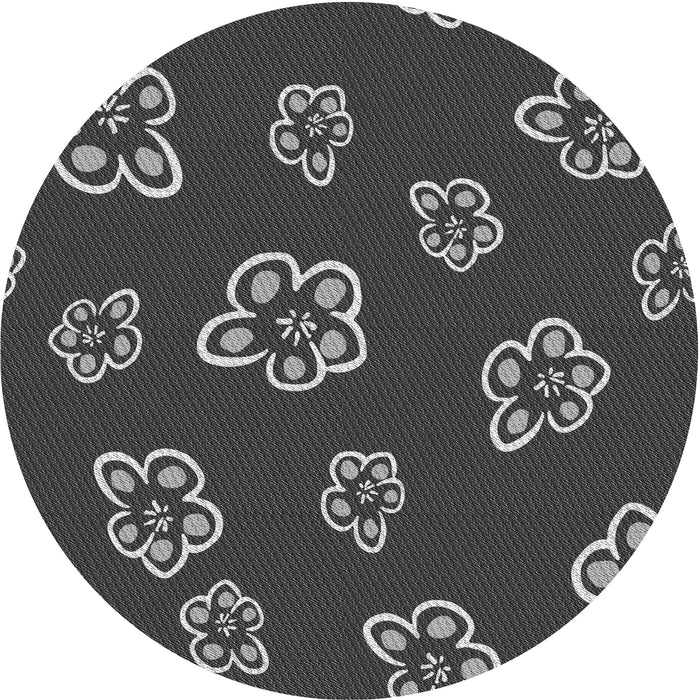 Square Patterned Charcoal Black Rug, pat2731gry