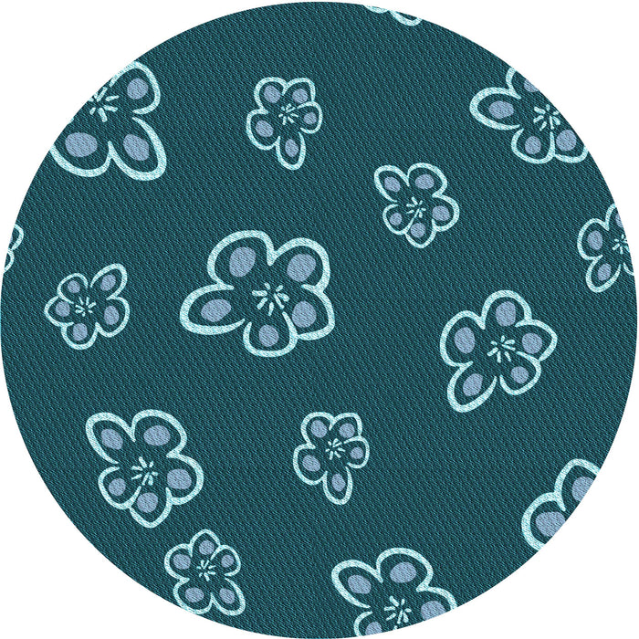 Square Machine Washable Transitional Medium Teal Green Rug in a Living Room, wshpat2731lblu