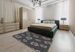 Patterned Gray Novelty Rug in a Bedroom, pat2731