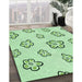 Patterned Mint Green Rug in Family Room, pat2732grn