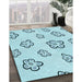 Machine Washable Transitional Electric Blue Rug in a Family Room, wshpat2732lblu