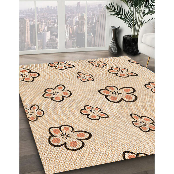 Machine Washable Transitional Bronze Brown Rug in a Family Room, wshpat2732org