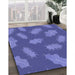 Patterned Light Slate Blue Rug in Family Room, pat2733blu