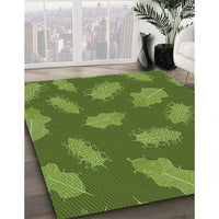 Patterned Seaweed Green Rug, pat2733grn