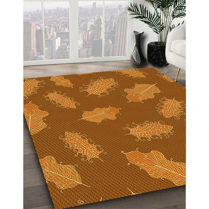 Machine Washable Transitional Neon Orange Rug in a Family Room, wshpat2733yw
