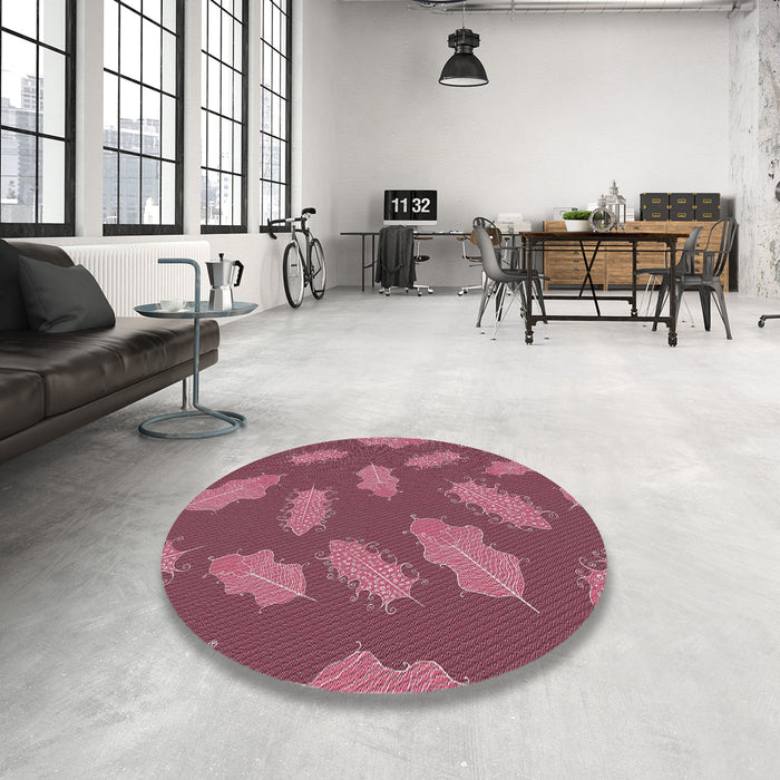 Round Patterned Blush Red Pink Novelty Rug in a Office, pat2733